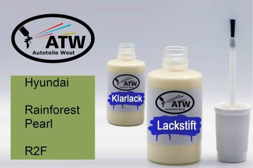 Hyundai, Rainforest Pearl, R2F: 20ml Lackstift + 20ml Klarlack - Set, von ATW Autoteile West.